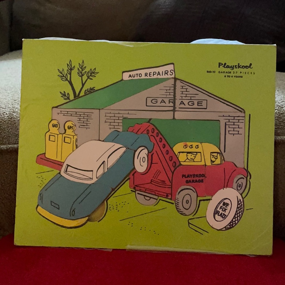 1970’s Playskool Auto Garage Wood Puzzle!